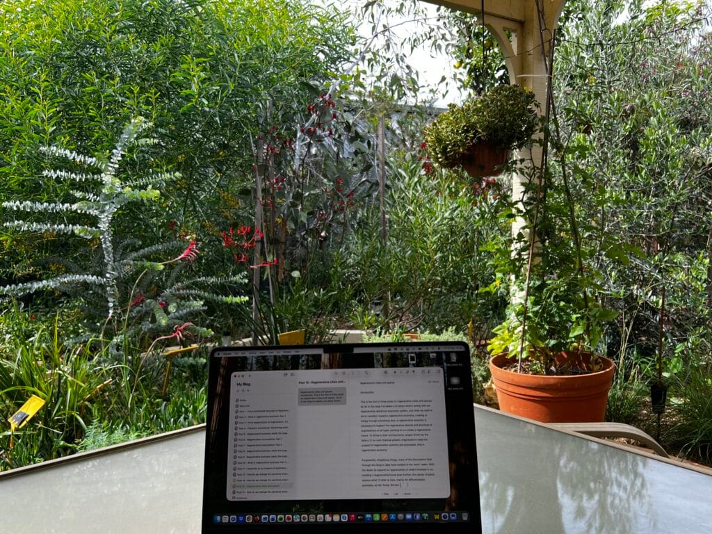 Writing this blog in my garden
